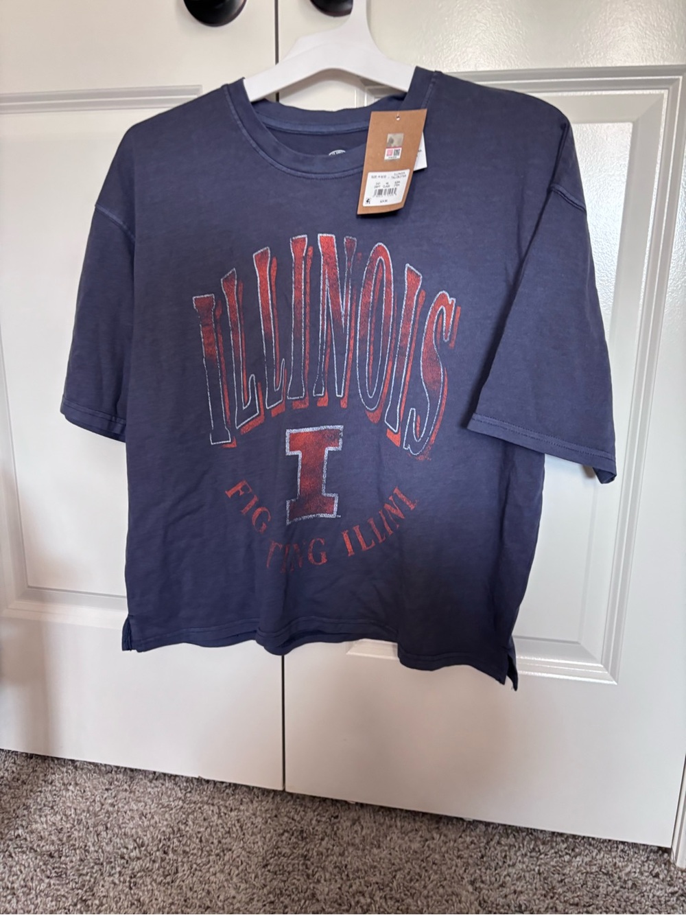 Illinois Graphic Tee  - Navy with Red Print
